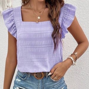 Purple Ruffle Trim Blouse
